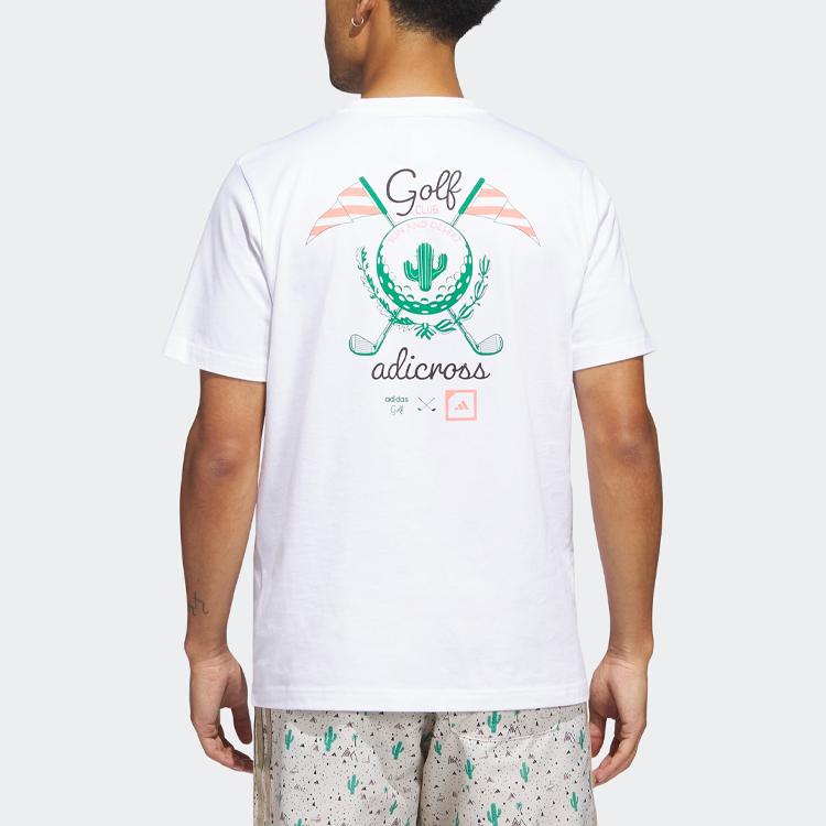 Adidas Adicross Desert Tee Golf Short Sleeve T-Shirt With Back Graphic Print Men Tops White HS5617