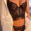 French Sexy Ultra Thin Underwear Women Lace Embroidery Flowers Bra Set Breathable Body Shap Bras and Thongs Sets Lingerie