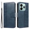 For Xiaomi Poco M7 Pro 5G/Xiaomi Redmi Note 14 5G Leather Case Wallet Stand Grids Imprinted Phone Cover with Strap