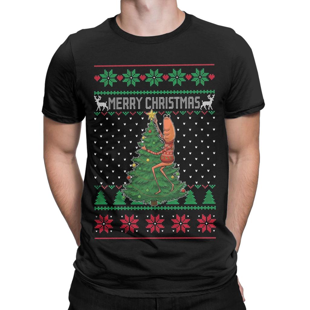 Marcus The Worm Merry Christmas Men T Shirt Fashion Tees Short Sleeve O Neck T-Shirt 100% Cotton Summer Clothes