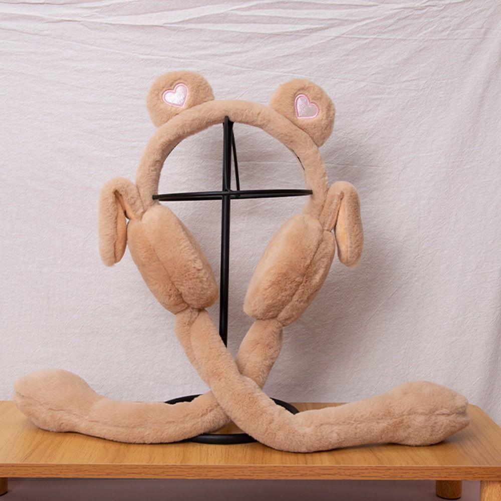 Airbag Student Ear Warmers Moving Jumping Ears Outdoor Ear Covers Plush Ear Muffs  for Ladies Girls
