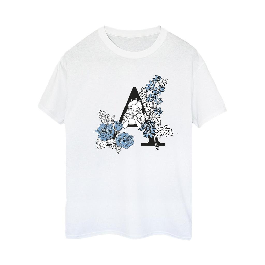 Disney Womens/Ladies Alice In Wonderland Letter A Cotton Boyfriend T-Shirt
