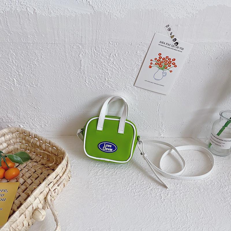 Cute And Fashionable Purple Pu Handbag For Children Stylish Shoulder Bag зелёный