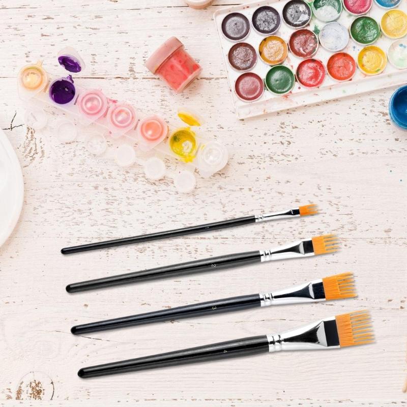 4Pcs Artist Art Brush Multipurpose Flat Tip Watercolor Brush For Chinese Inks Wash Painting Detailing Blending Work