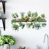 Waterproof Wall Sticker Green Vine Stump Potted Plant Decorative Decals  Livingroom