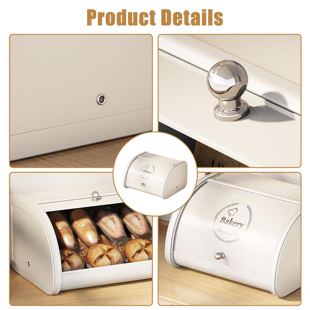 Bread Bin Container with Roll-up Lid Bread Box Large Capacity Bread Storage Bin Container for Cookies & Baked Goods Fresh Loaves