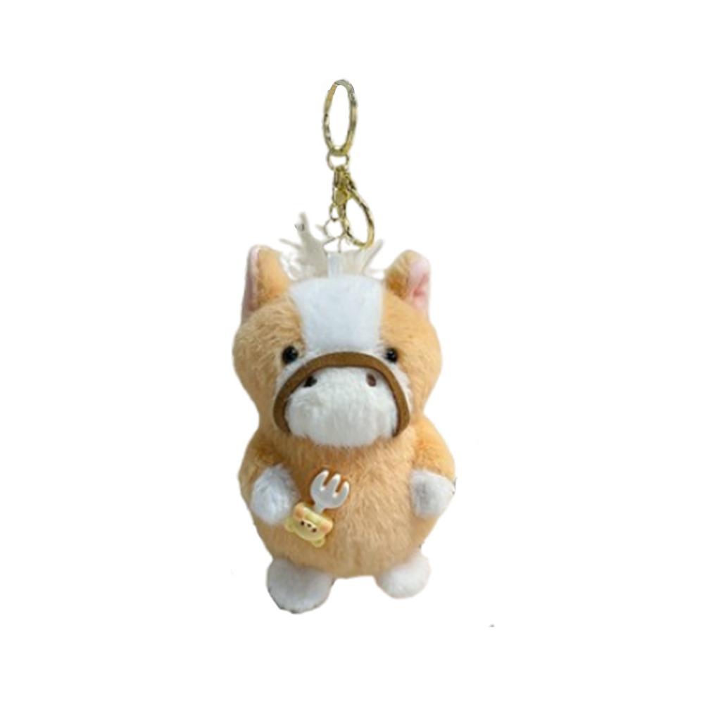 

Lifelike Year of The Horse Plush Toy Fluffy Texture Plush Pony Keychain Birthday Gift жёлтый