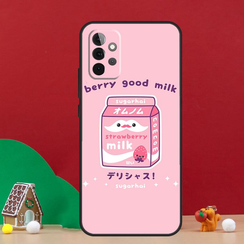 Kawaii Strawberry Milk Case For Samsung Galaxy A56 A33 A13 A36 A23 A52 A32 A12 A54 A34 A14 A16 A53 A15 A35 A55 A17