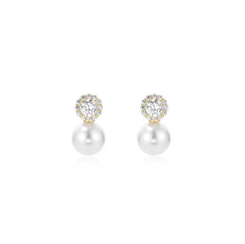 Pearl and Diamond Stud Earrings - Elegant and Trendy Summer 2024 Collection for Women