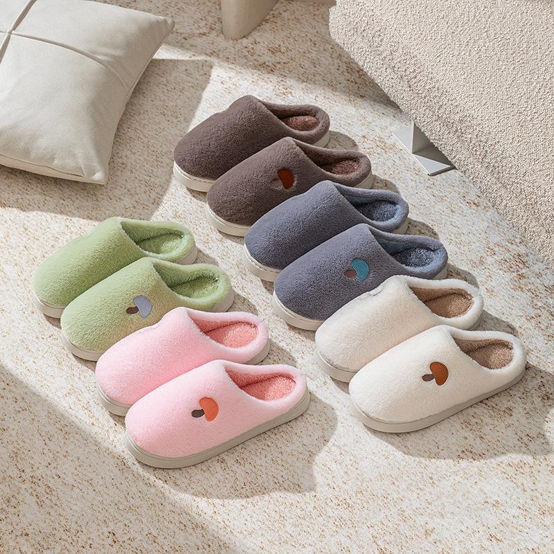 Plush mushroom cotton slippers autumn and winter couple home indoor warm thickened cotton shoes