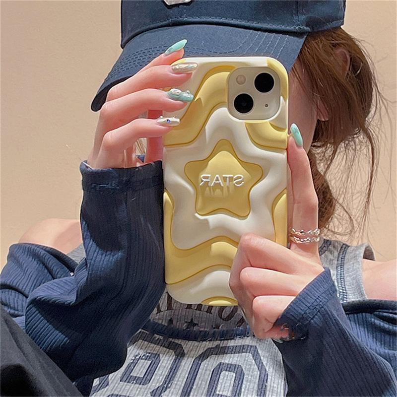 

Ins корейский милый силиконовый чехол с 3d звездами для Iphone 14 13 12 11 Pro Max, милый противоударный мягкий чехол для снятия стресса For iPhone 14ProMax