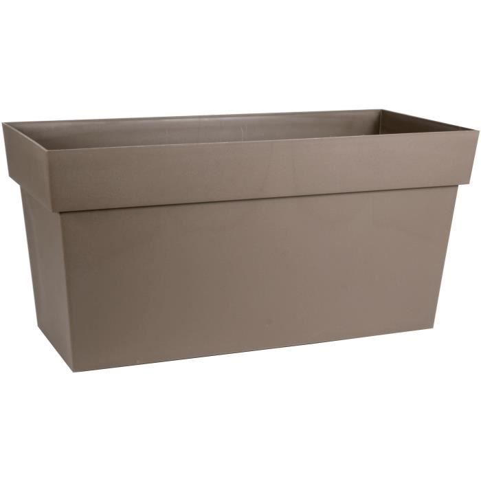 Planter Muret with Water Reservoir and Wheels - EDA - Tuscany - 74 L - 79 X 35 X H.39 Cm - Taupe