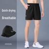 Men's Ice Silk Quick-Dry Fitness Shorts, Three-Quarter Length with Zipper Pockets