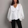 French Casual White Shirt Autumn New Doll Face Bubble Sleeve Temperament Loose Versatile Cardigan Top