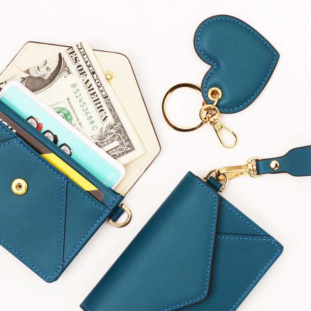 Matt Post Steen Leather Keyring Card Wallet Turquoise Blue