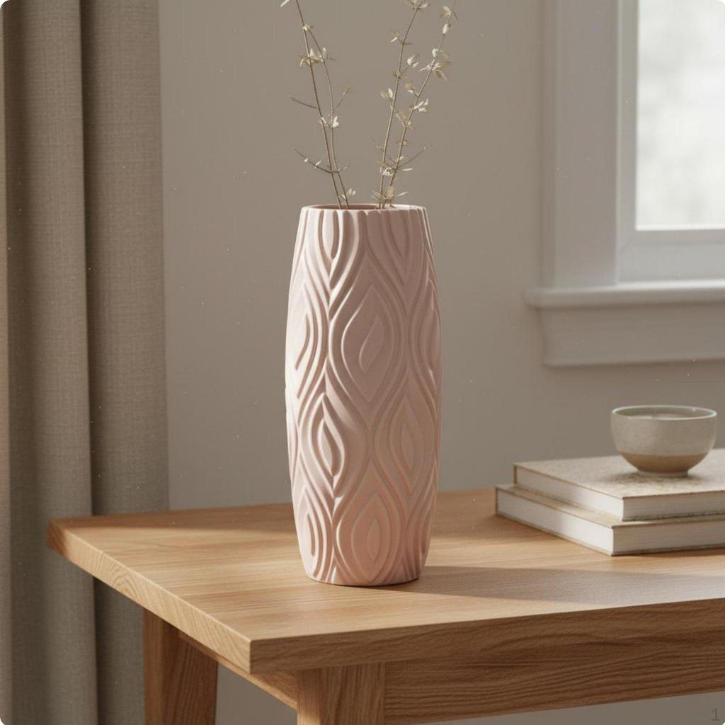 Vase ShatterResistant Nordic Design Textured Pattern House Decoration for Living Room,