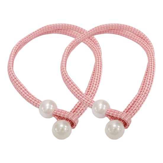 1 Pair Curtain Tiebacks for Drapes, Adjustable Curtain Rope Tie Backs, Faux Pearls Cord Curtain Buckle Holder for Home Hotel Office Window Drapery