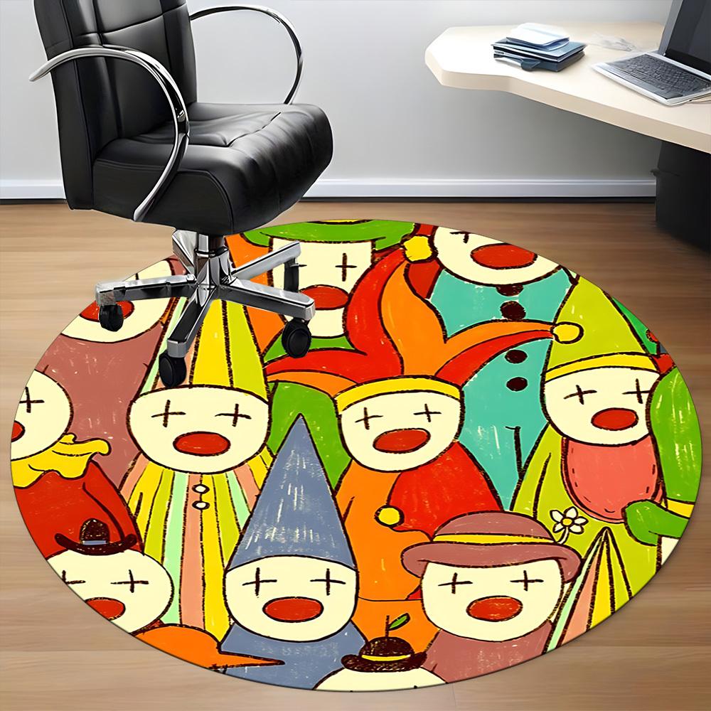 1pc Clowns Office Round Area Rug, Indoor Mat Suitable For Office, Under Office Chairs Bedroom Living Room Home Decor, Room Deco