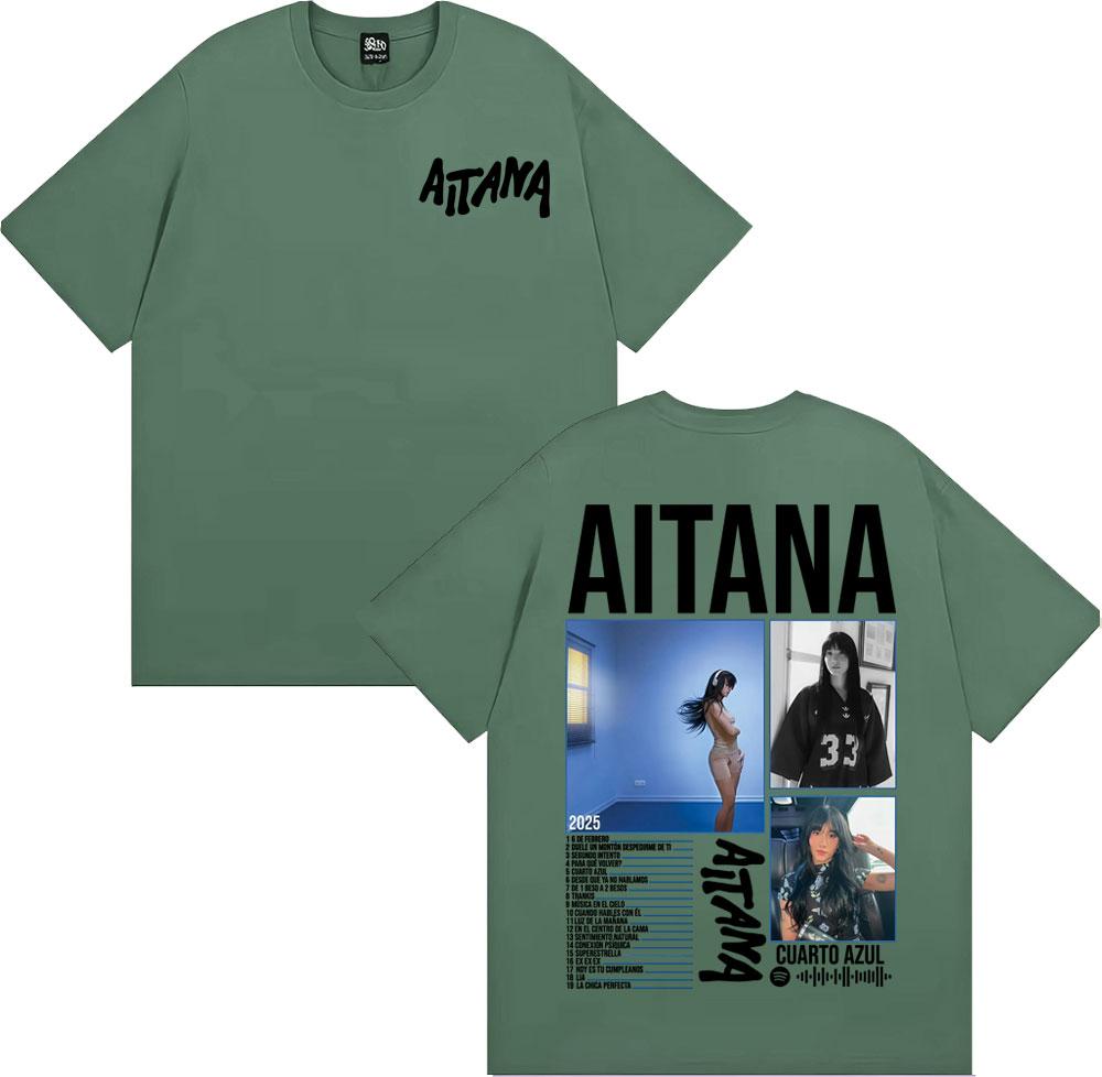 

Singer Aitana Cuarto Azul Tour Merch Cover T Shirt Men Women Fashion Trend Aesthetic Tshirts Cotton High Quality Casual Tshirt 4XL