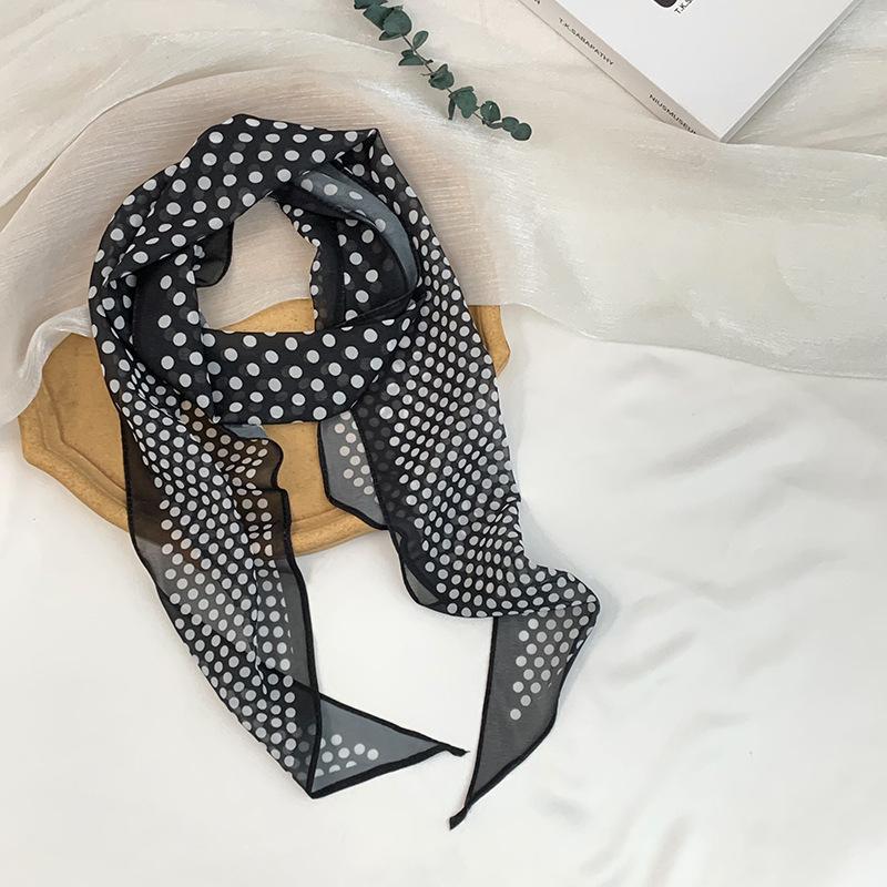 Long Silk Scarf Neck High-end Decorative Scarf Multi-functional Floral Headscarf Headband Hair Tie Waist Belt Streamer