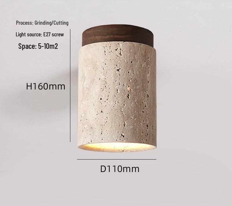 Japanische Wabi-Sabi Gelber Höhlenstein Deckenleuchte für Eingangsbereich oder Balkon