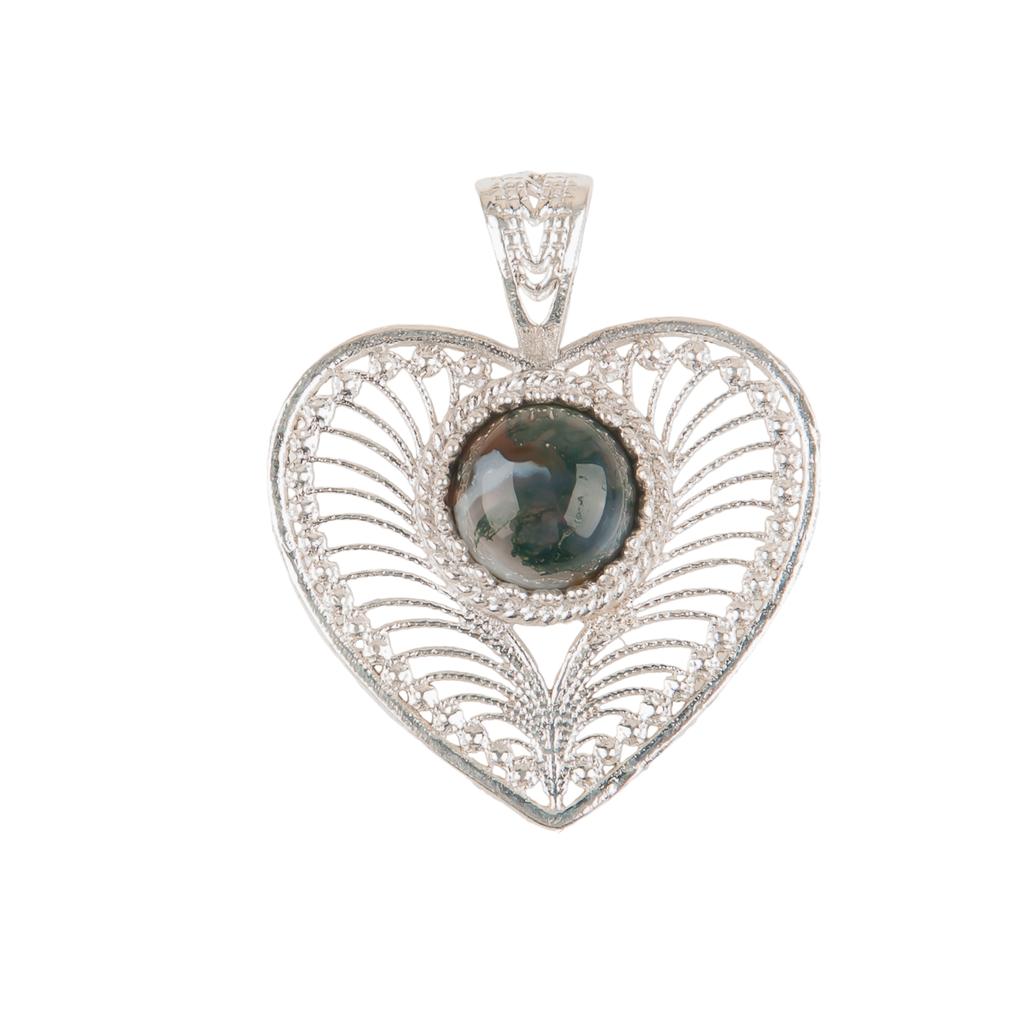 Moss Agate Gemstone 925 Sterling Silver Jewelry Pendant 1.4" For Birthday Gift CP-15-33