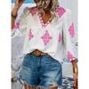 Women's Shirt Summer Fashion Printed Seven Sleeve V-Neck Top