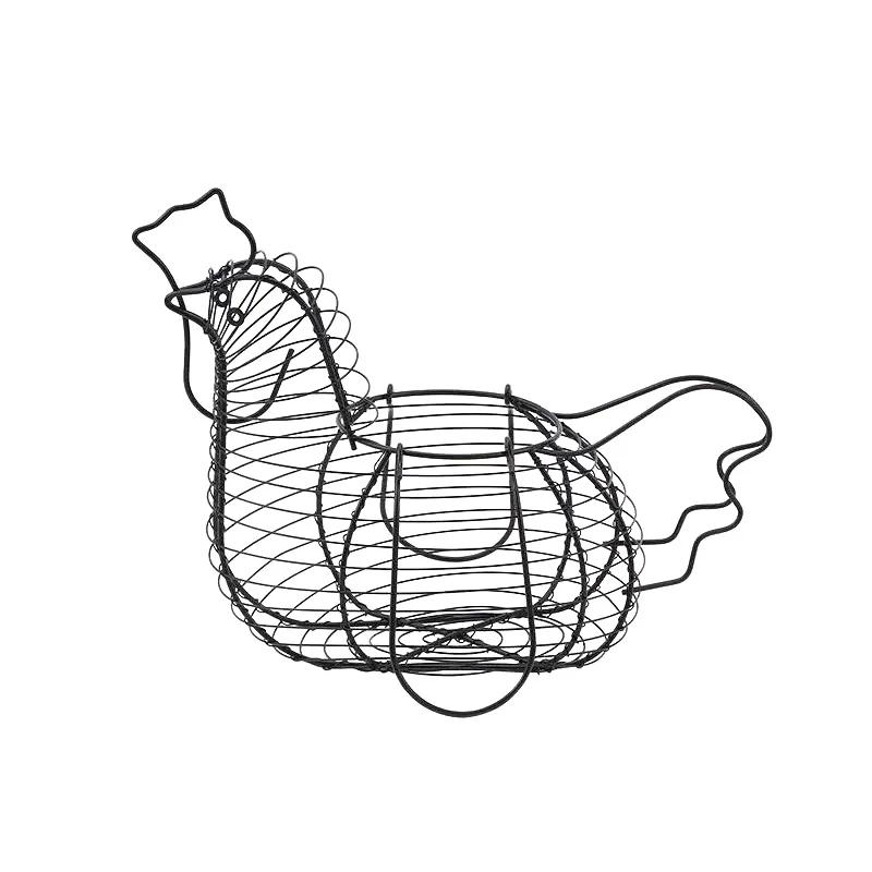 Neuer Eieraufbewahrungskorb Hühnerförmige Eier Eisenkunst Halter Haushalt Gemüse Obst Behälter Organizer Regal Korb Ornamente