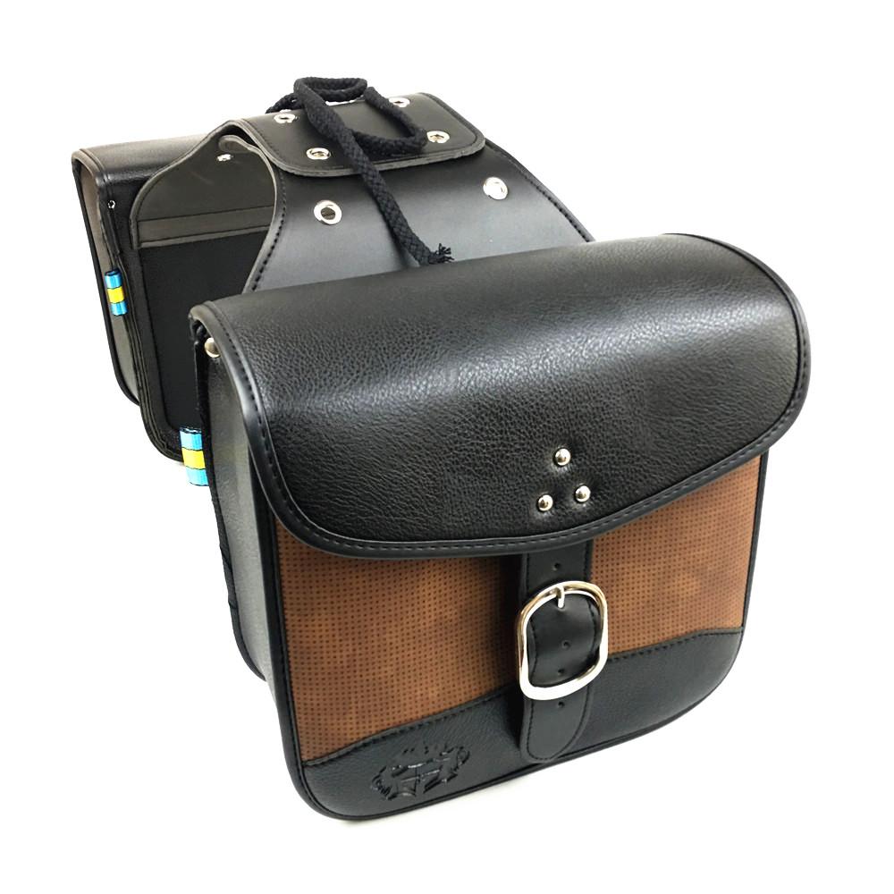 2pcs Universal Motorcycle Saddlebag PU Leather Saddle Bag Tool Luggage Storage Bag For