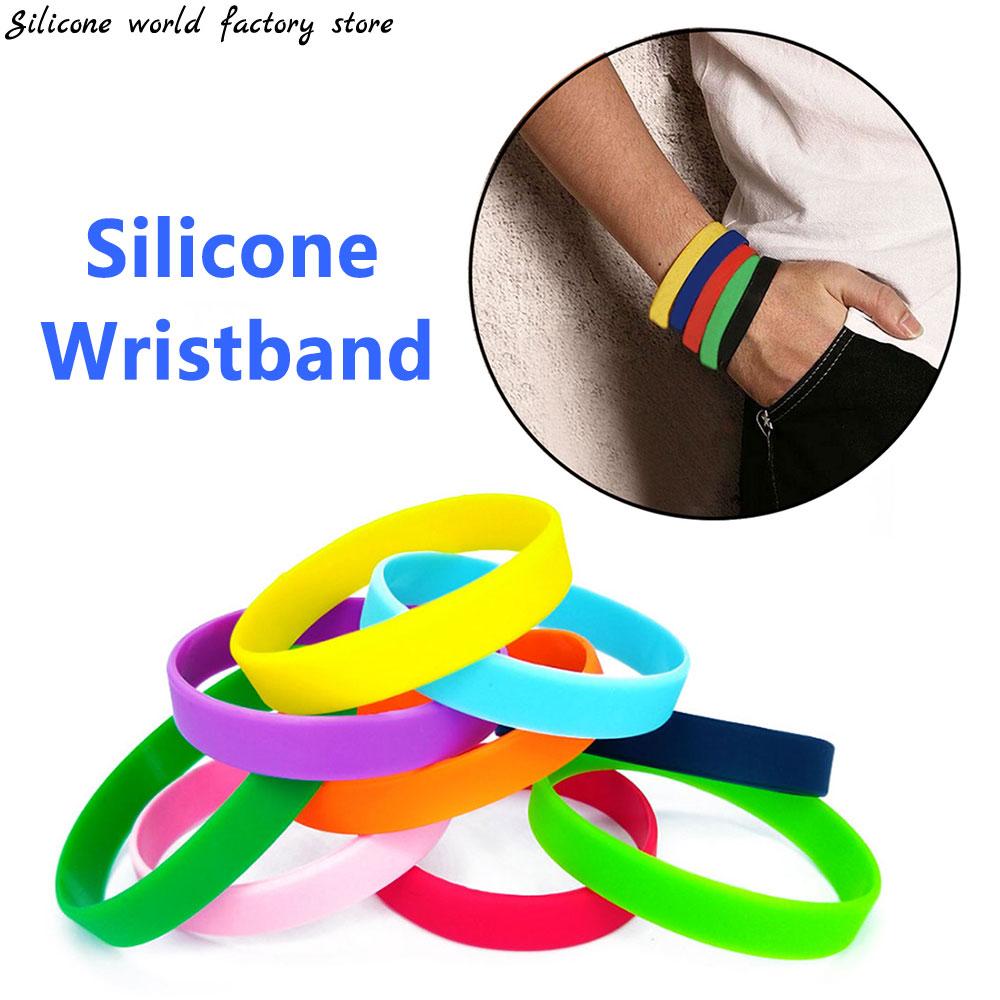 Silicone world 10pcs Silicone luminous bracelet sports bracelet wristband with adult glossy monochrome silicone bracelet