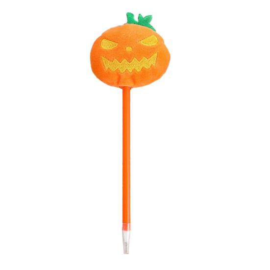Push Ballpoint Pen Halloween Pumpkin Gel Ink Pen, 0.7mm Rollerball with Plush Pumpkin, Student Novelty Black for Party Favors, Gift Supplies
