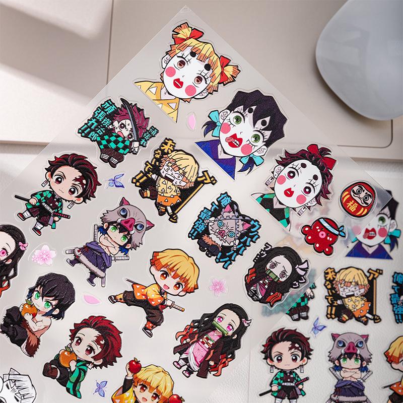 Sky Demon Slayer Fall Festival 3D Embossed Large Four-Person Anime Sticker for Phone DIY