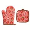 2pcs Heat Resistant Cotton Oven Mitts Thickened Kitchen Microwave Mittens  Cooking Tool