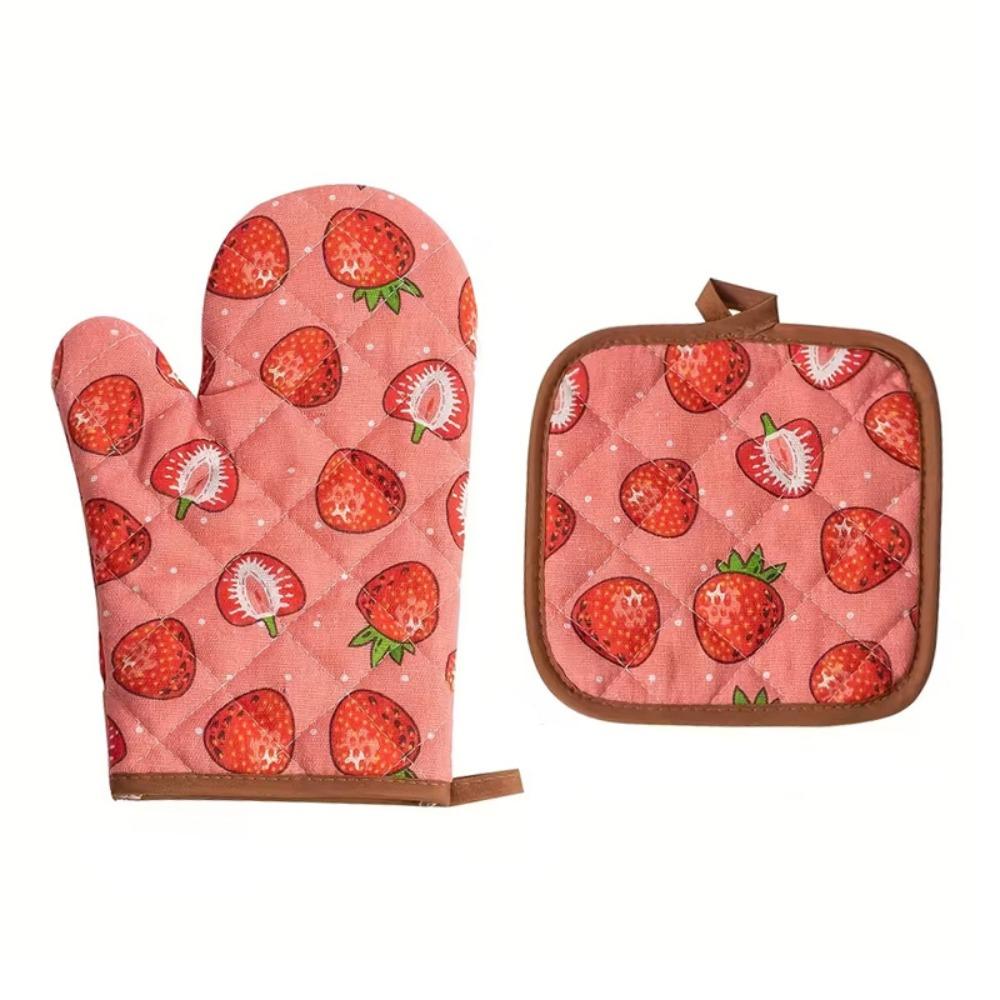 2pcs Thickened Cotton Oven Mitts Heat Resistant Kitchen Microwave Mittens  Kitchen Accessories Style 1