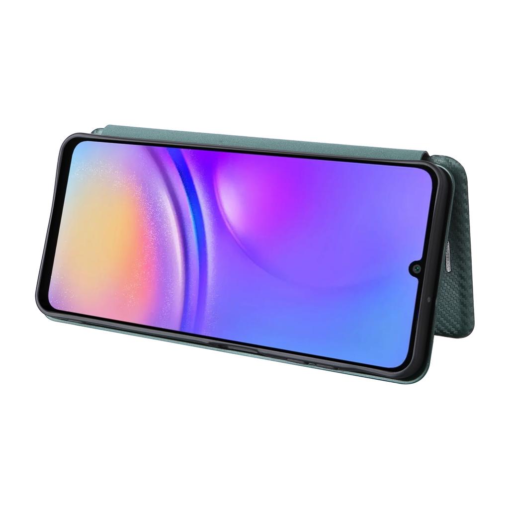 For Samsung Galaxy A06 4G Case Carbon Fiber Texture Drop-Proof PU Leather Phone Cover
