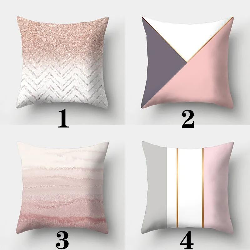 Office Living Room Home Pillowcase Pink Geometric Pillowcase Car Ornaments