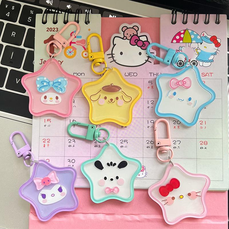 Cute Cartoon Sanrio Star Acrylic Keychain Ins Sweet Girl Schoolbag Pendant Keyring Friend Gift