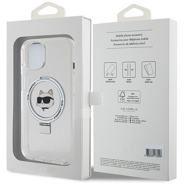 Karl Lagerfeld Klhmp15Mhmrschh Iphone 15 Plus / 14 Plus 6.7 Biały/White Hardcase Ring Stand Choupette Head Magsafe