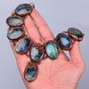 Oval Labradorite Gemstone Copper Birthday Chain Electroformed Necklace Jewelry V-85