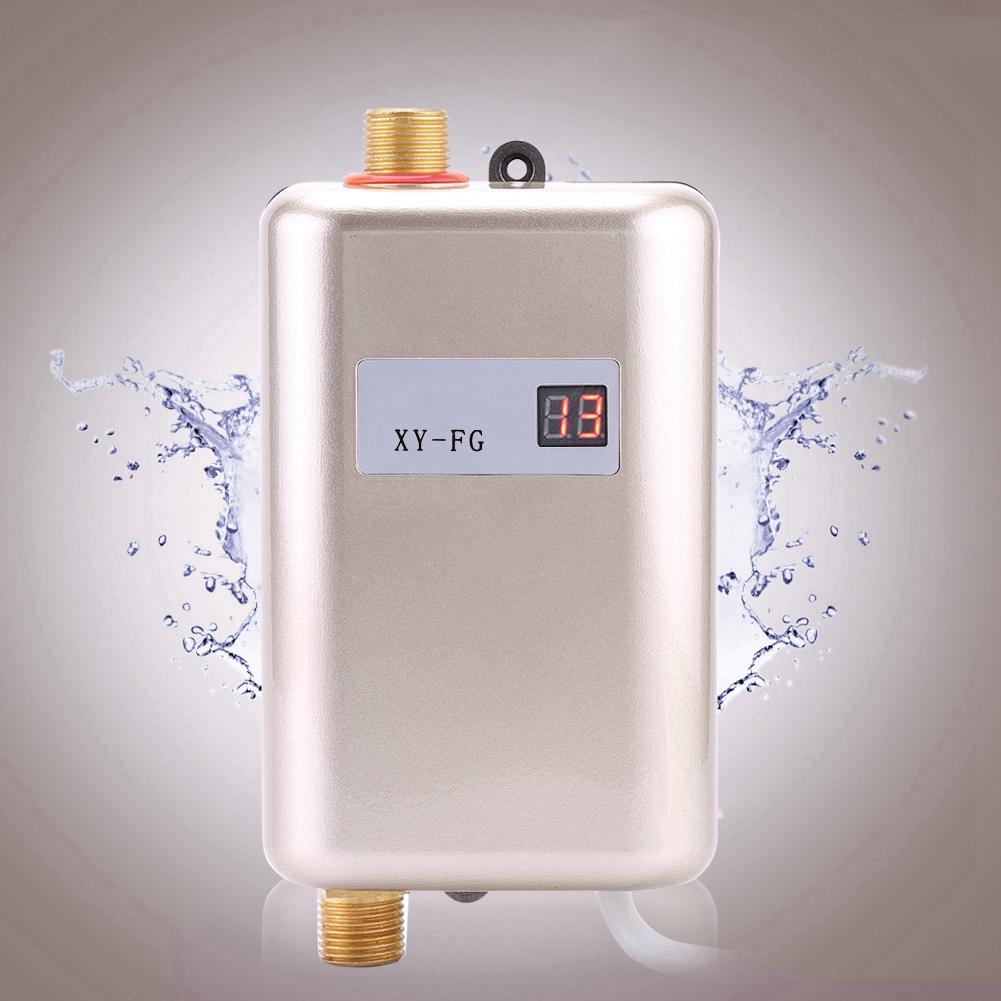 3400W Mini Elektrischer Durchlauferhitzer Sofort Heißwasser Badezimmer Küche Waschen Golden