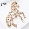 Elegant Horse Pin Alloy Multicolor Brooch Rhinestone Inlaid Standing Lapel