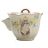 Hand Drawn Yellow Flower Cute Cat Ru Kiln Teapot Chinese High-end Kung Fu Tea Set Tea Making for Home Use Hand-held Teapot