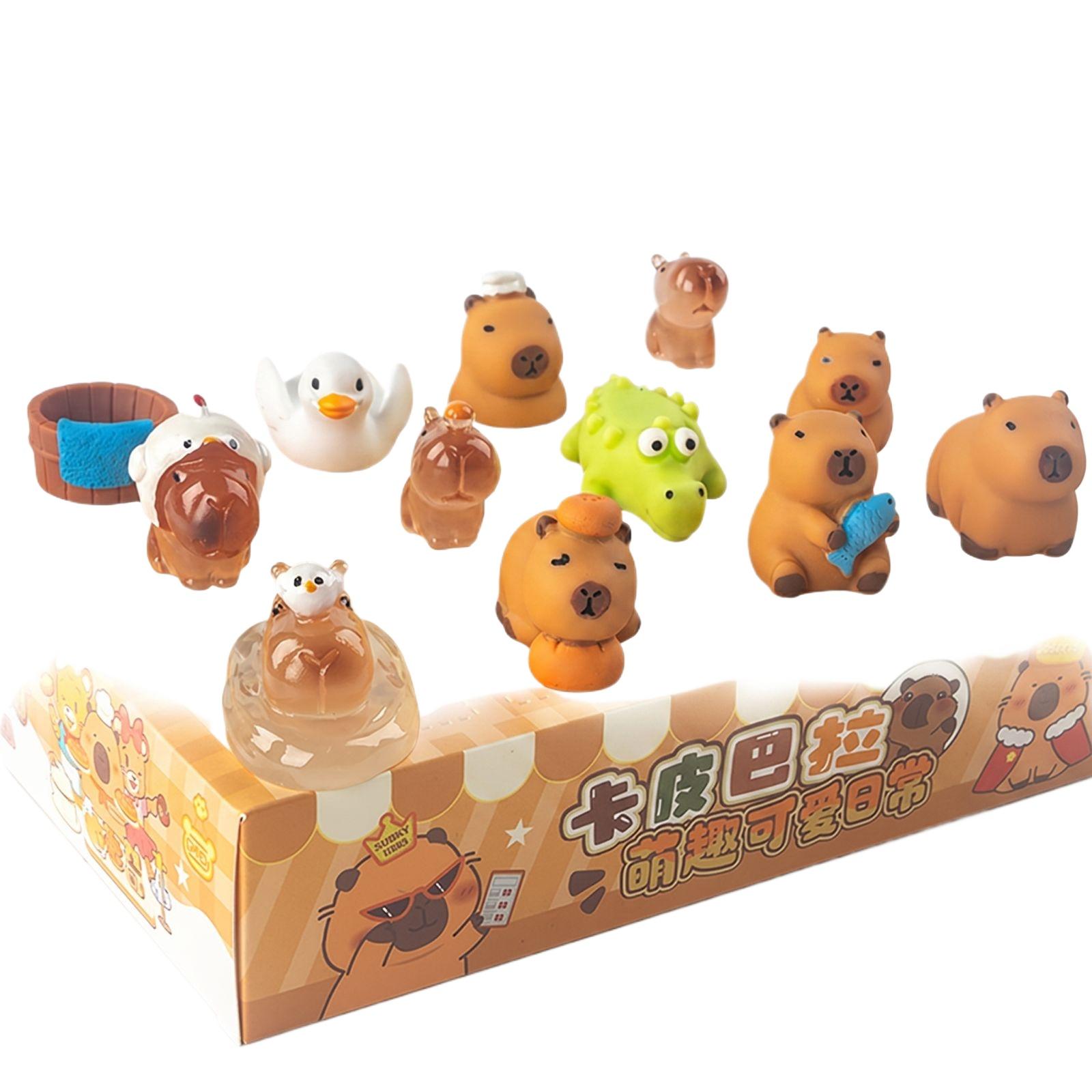 

Capybara Animal Figurine Set with Various Small Animal Models Collectible Miniatures for Display and Decoration Suitable for Home or Office One Size
