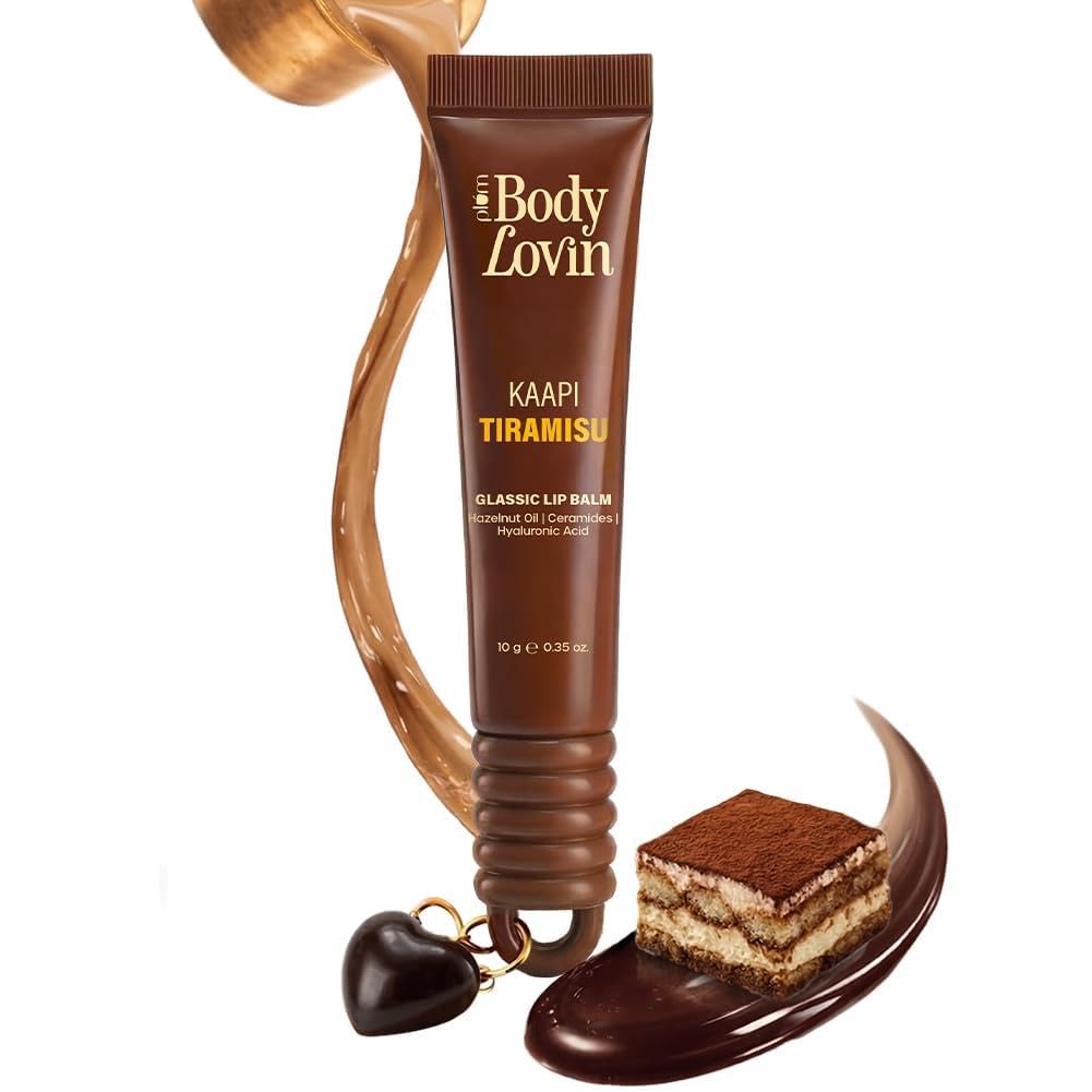 Plum BodyLovin’ Kaapi Tiramisu Glassic Lip Balm | Espresso Brown Gloss Tint | Hydrating Lip Balm with Hazelnut Oil, Ceramides & Hyaluronic Acid | M