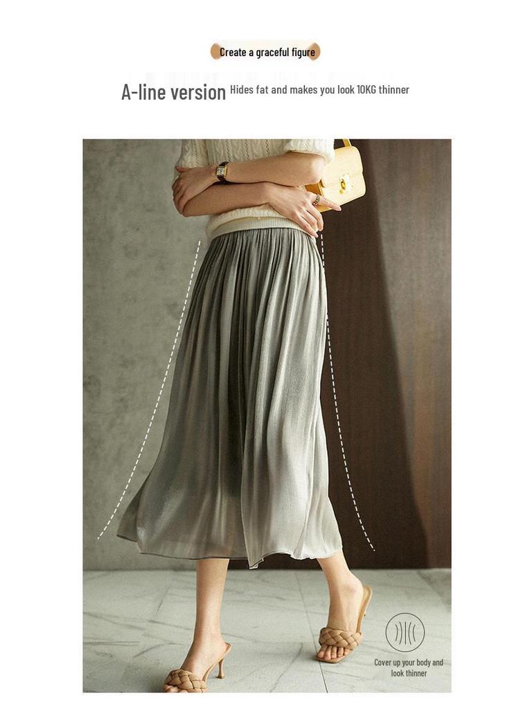 New Women's Iridescent Double Layer Pleated Puff Skirt - Korean Style Fairy Mesh Skirt