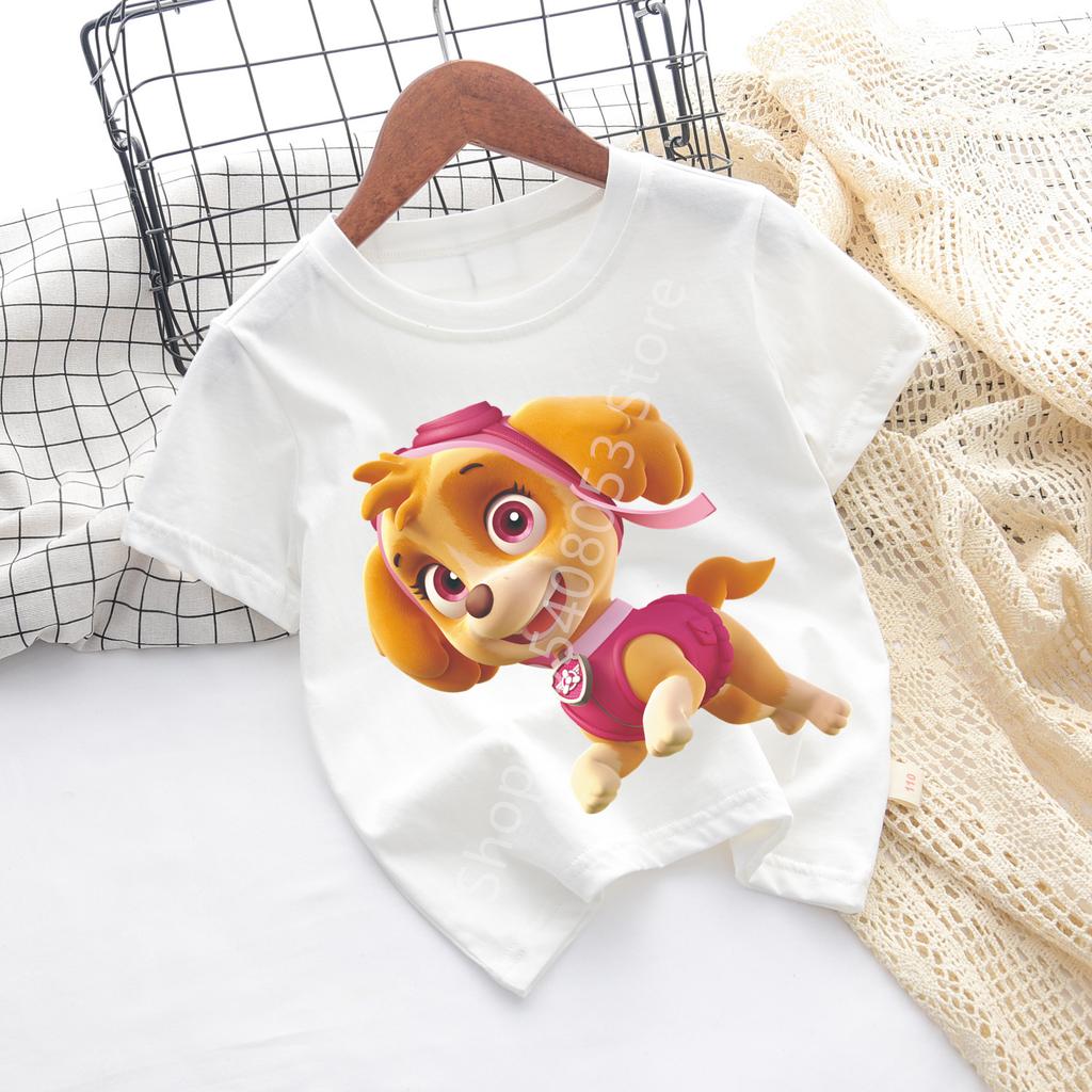 Cute Boys Girls Casuals Tops Summer Birthday Clothing Gift Hots Paw Patrol Kids Tshirts Kawaii Cartoon Character Printed Shirts