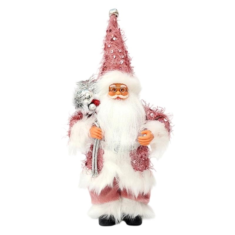 Christmas Festives Santa Ornament 11Inch Fabric Figurine Holiday Decoration For Indoor Photography And Party Themes