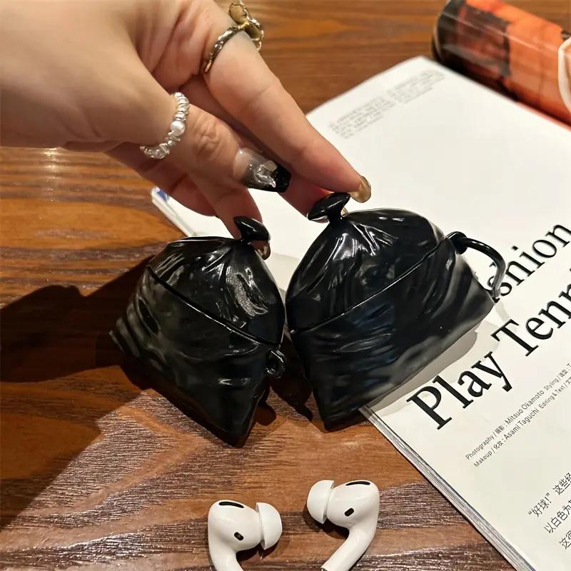 Mode 3D Schwarzer Müllbeutel Silikonhülle Für Airpods 4 Weiches TPU Stoßfeste Kopfhörerabdeckung Für Airpods 1 2 3 Pro Hülle