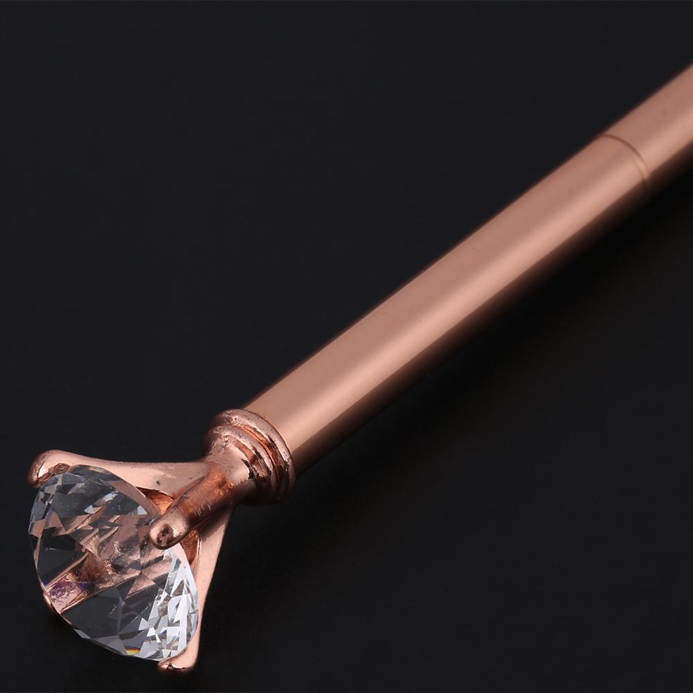 Metal Ballpoint Pen with Rhinestone Decoration Gift Stationery Office Supplies Rose Gold