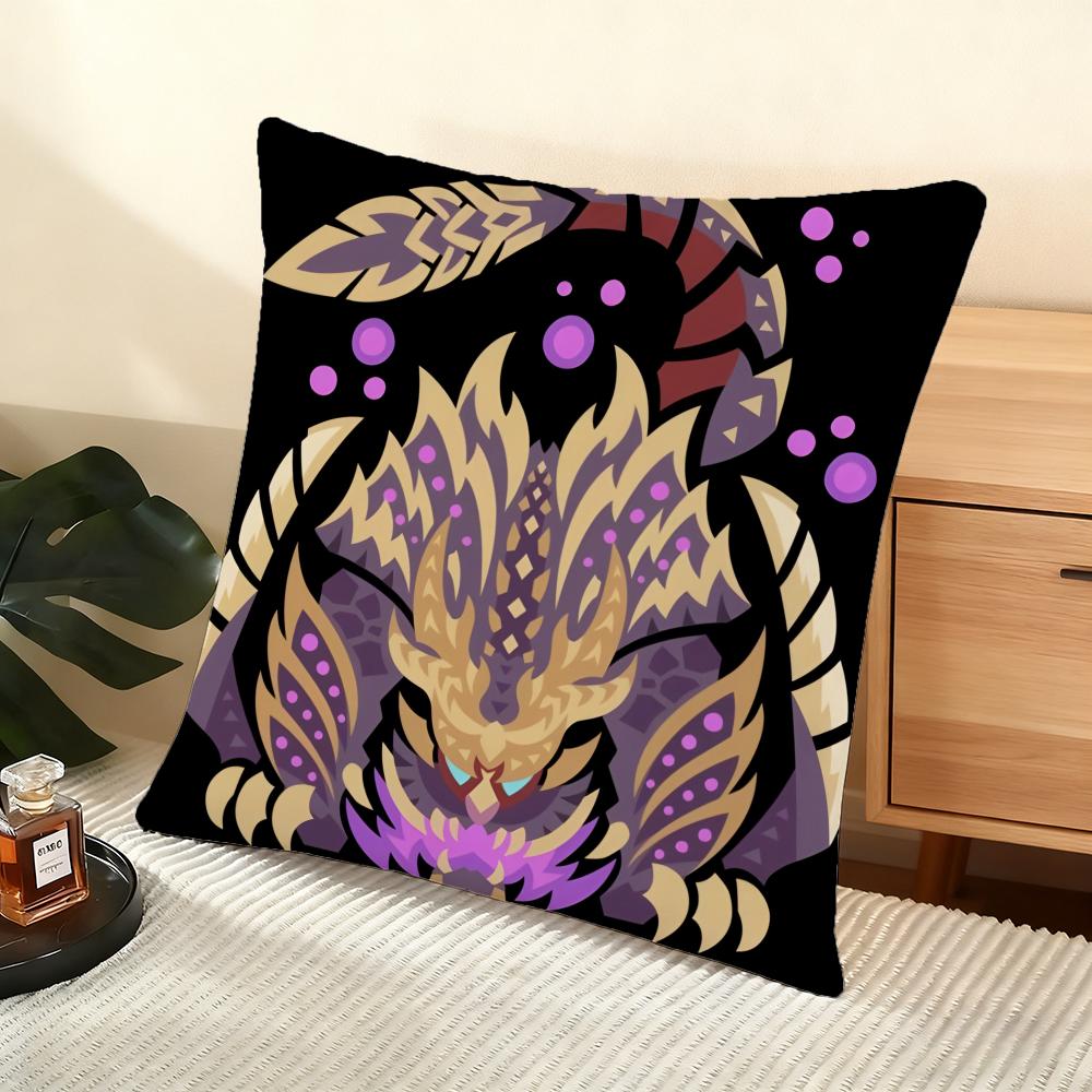 Game Mmonster Hunter Wilds Cushion Cover Soft Short Plush Pillow Cover Smooth Cozy Texture Aesthetic Cushion Case Home Decor